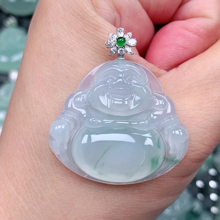 吊坠(不含链)18K金镶嵌翡翠