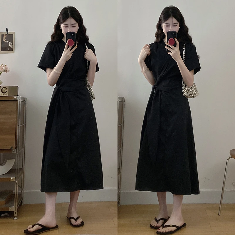 大码【仲夏之夜】胖mm高级感洋气连衣裙女夏季气质V领收腰显瘦长裙