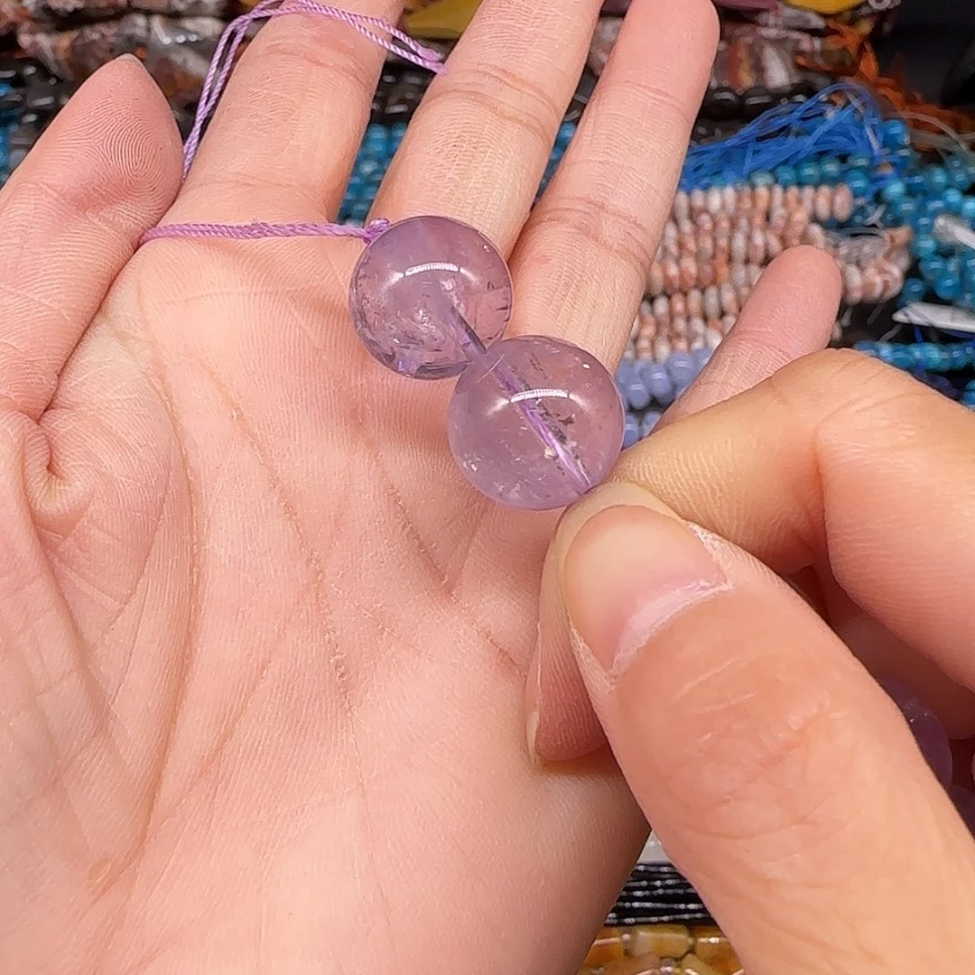 玛瑙/玉髓合金珠宝半成品紫玉晶14mm2颗