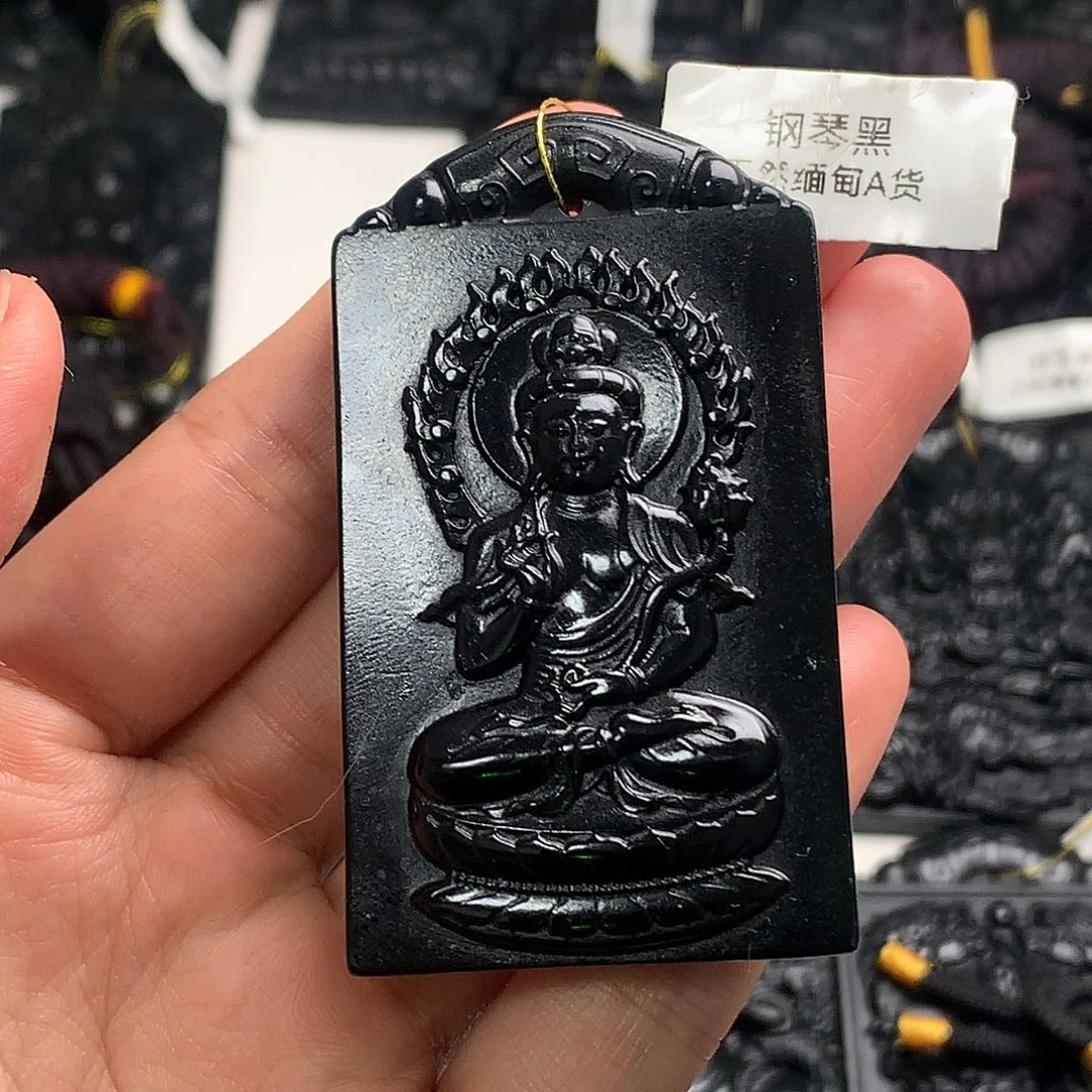 天然缅甸a货钢琴黑挂件