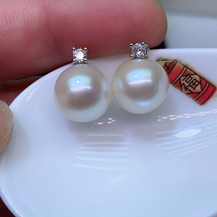 银S925镶嵌耳饰淡水珍珠