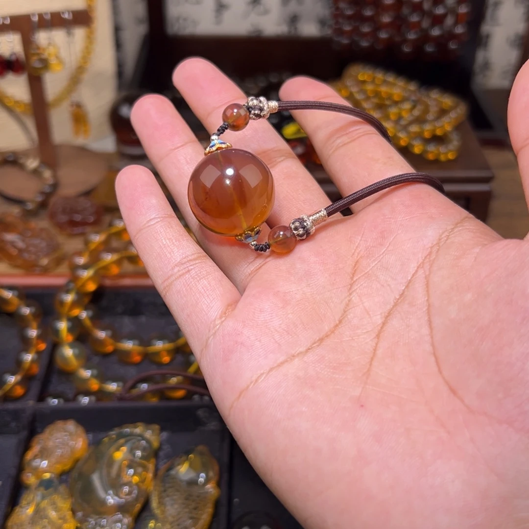 琥珀未镶嵌颈饰23.7mm单珠锁骨链