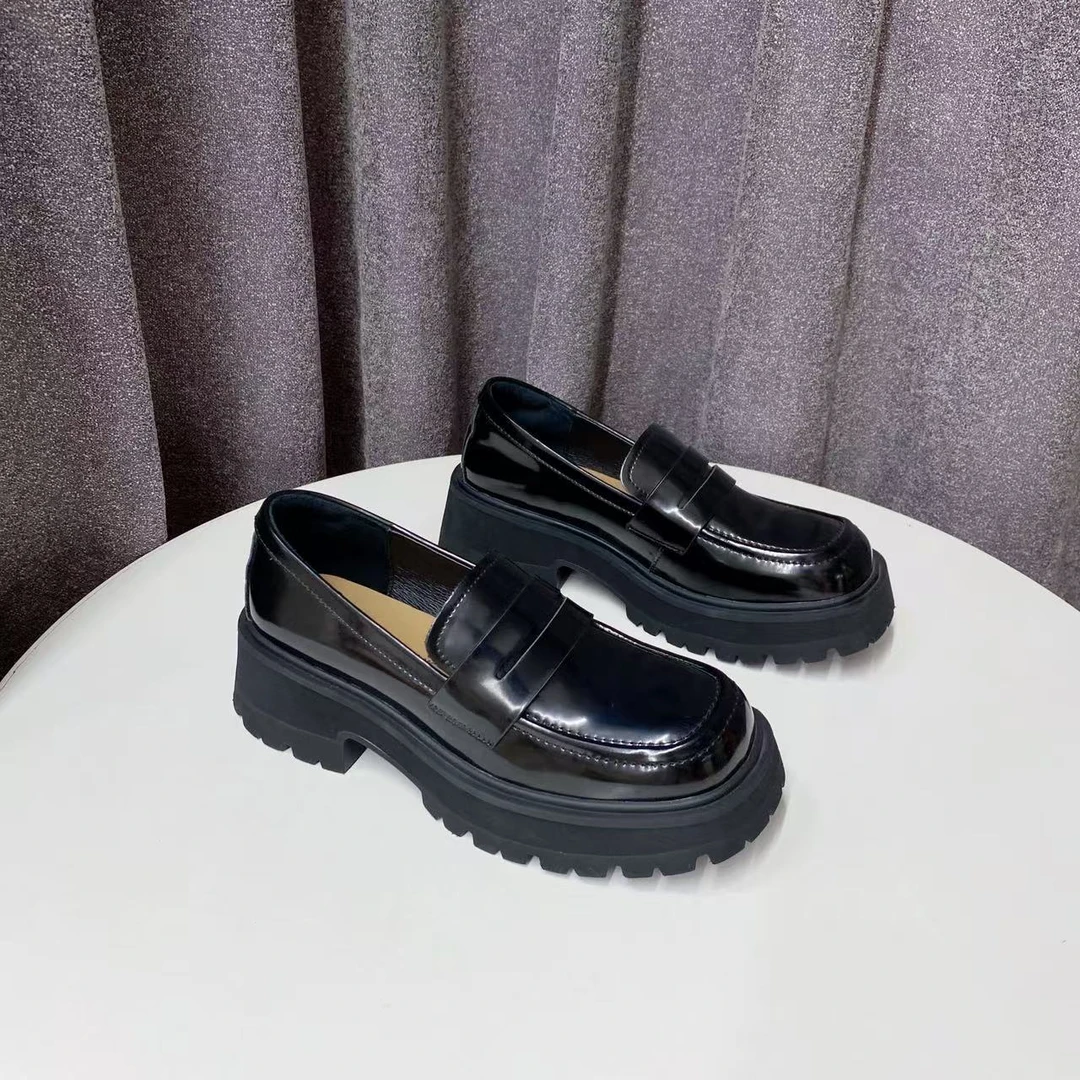 C6259  黑色 时尚英伦风乐福鞋2025新款舒适低跟软底深口单鞋