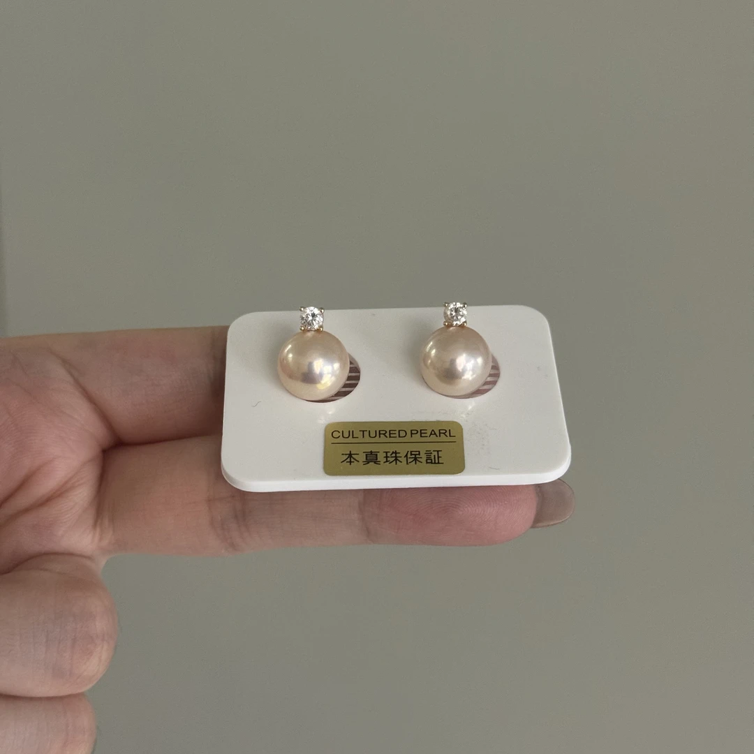 【珠纪儿】卡奇玫瑰淡水珍珠10–11mm简约款王妃耳钉S925银