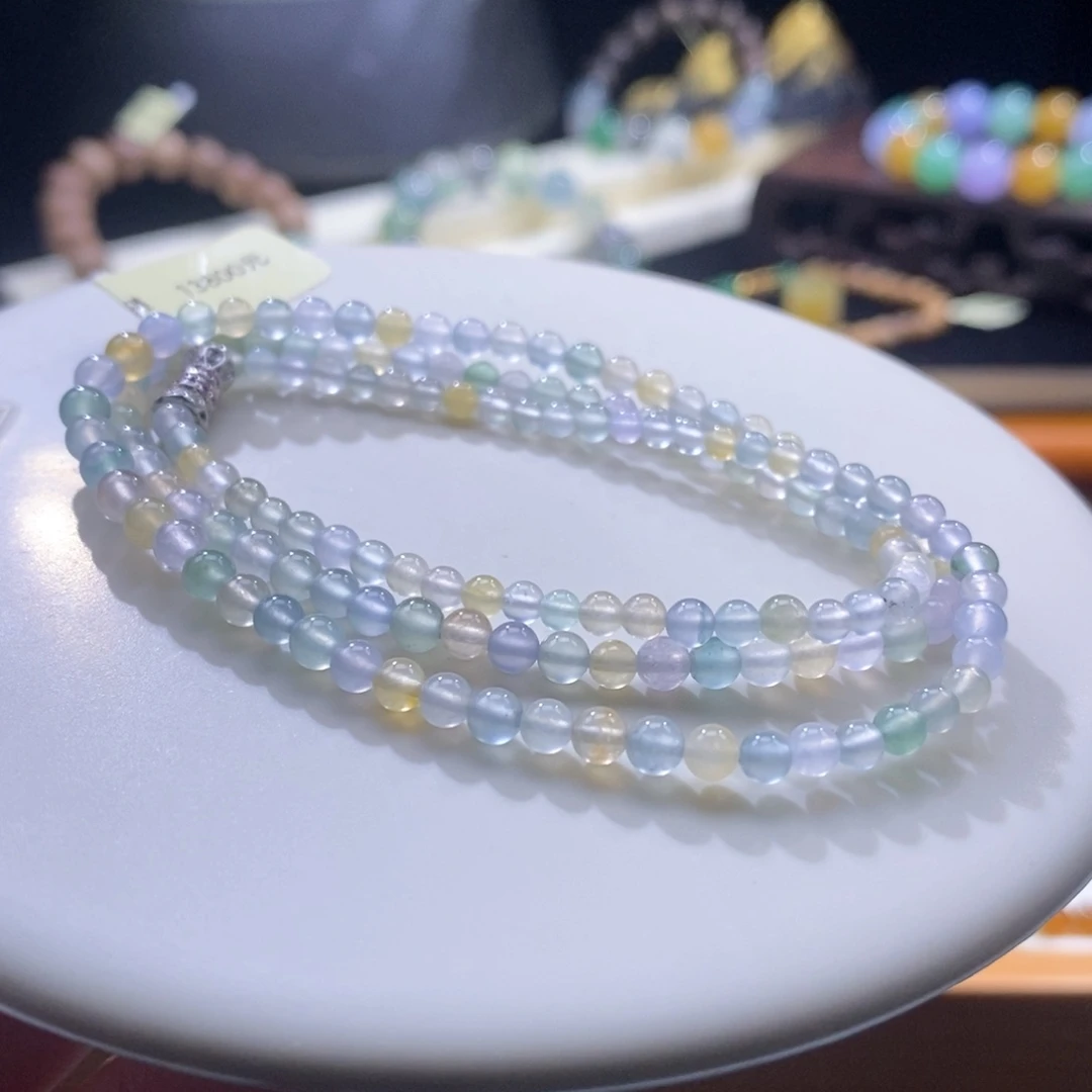 翡翠未镶嵌颈饰翡翠高冰糖果色系小米珠串