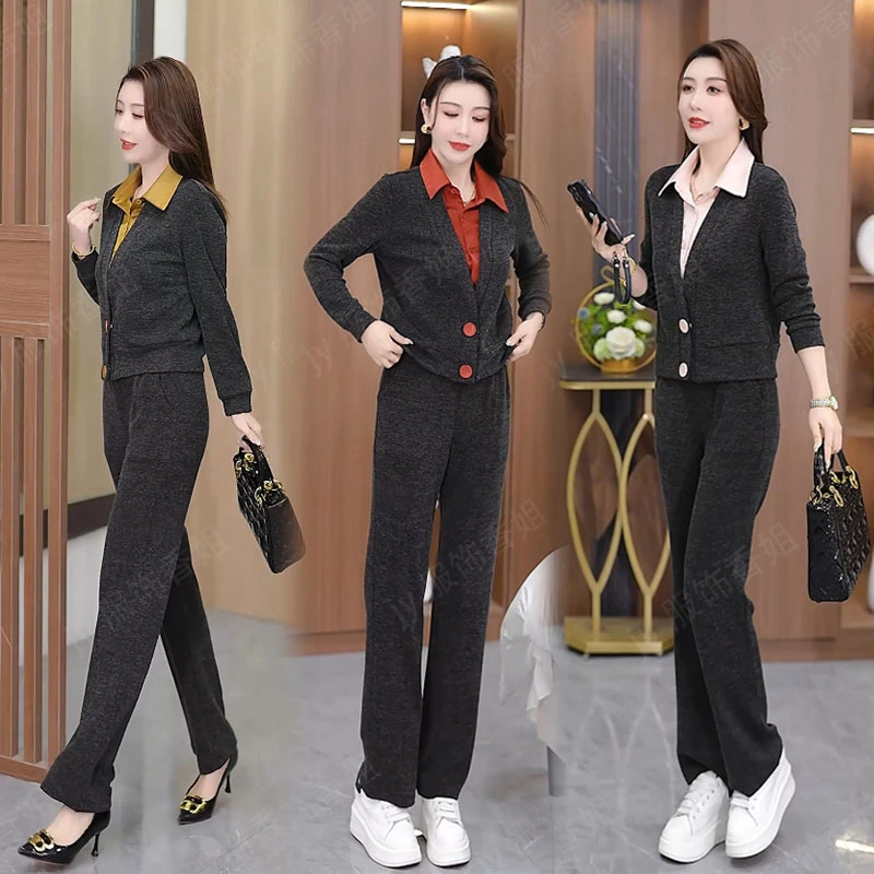 2025新款春秋两件套装弹力显瘦气质长袖洋气时尚休闲减龄韩版