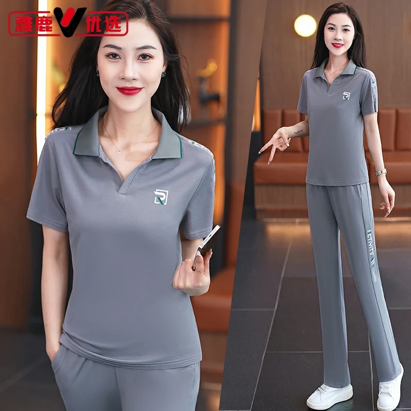 雅鹿优选休闲运动套装女2025夏季新款洋气时尚减龄显瘦短袖两件套