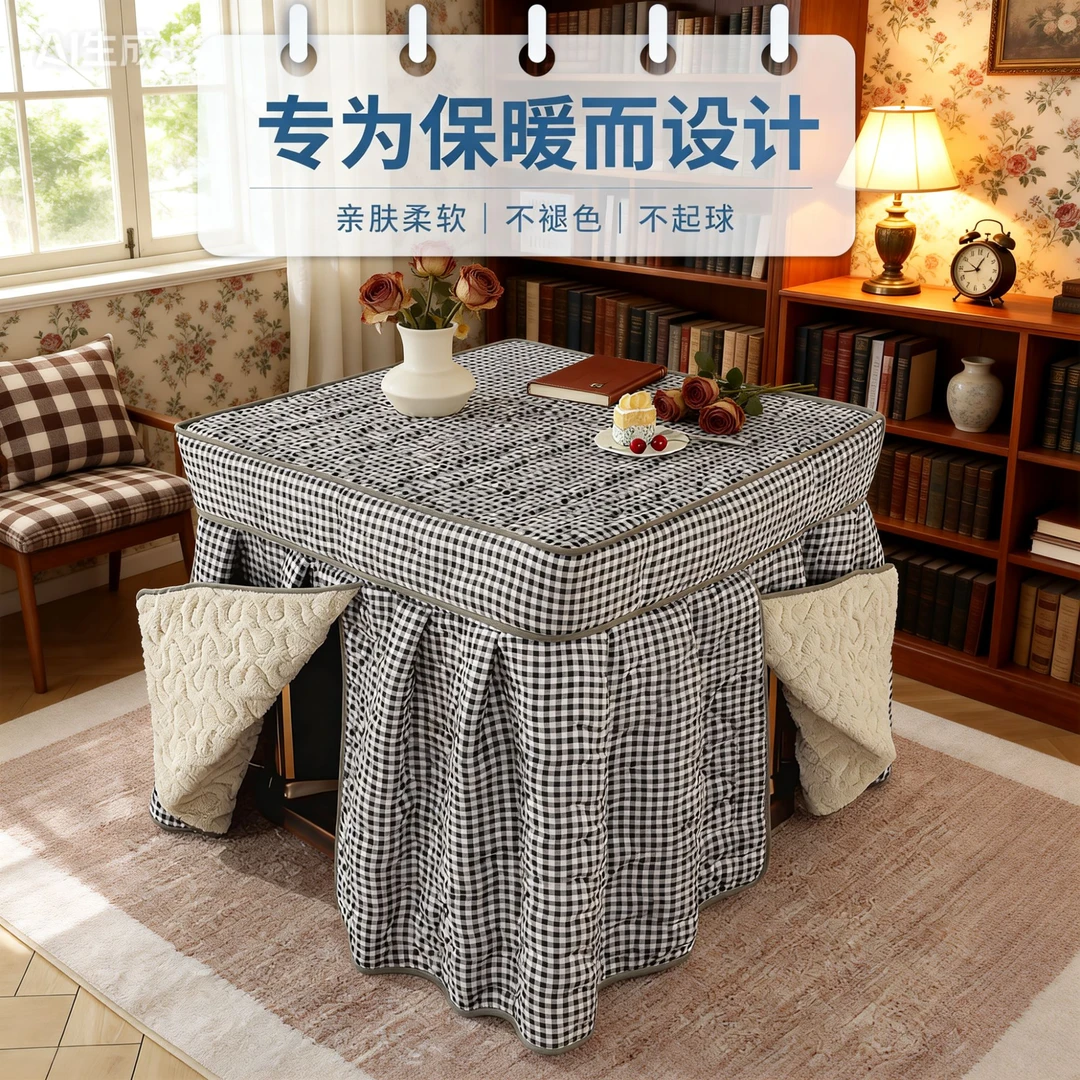 新款加厚电炉罩烤火罩被电烤炉罩子电暖炉套烤火架正方形桌布套罩