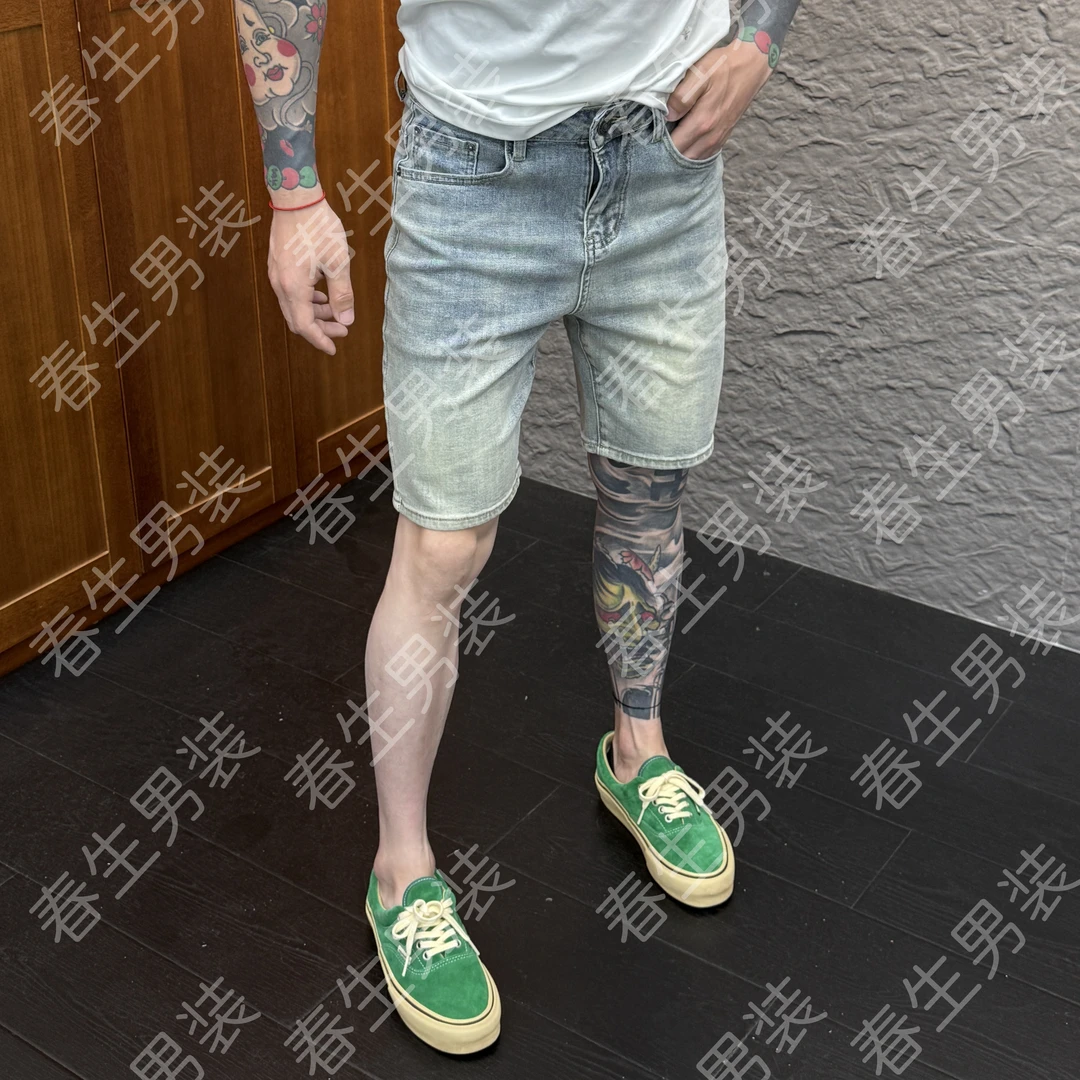 2025春季新款时尚休闲百搭净版潮流修身男士牛仔短裤6280