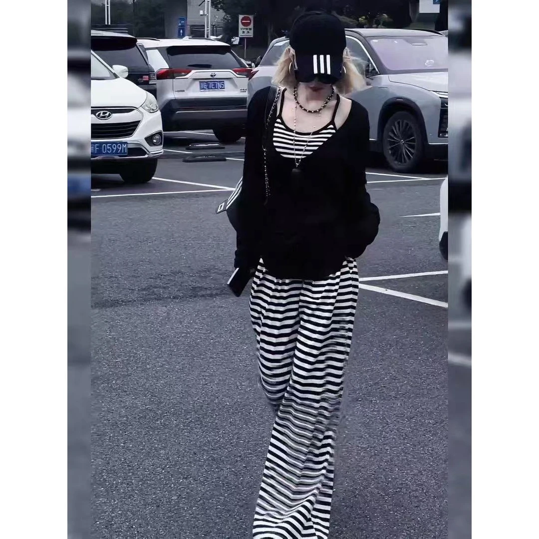 依二一慵又酷的拽姐辣妹女防晒罩衫吊带背心慵懒腿裤三件套1926