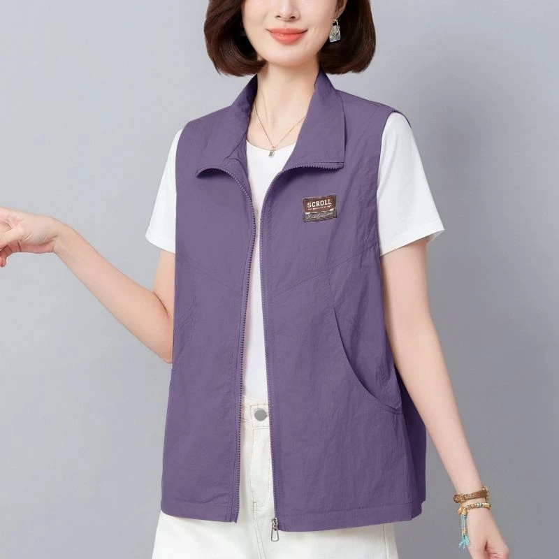 【带透气网】立领短款春夏防晒马甲夏季休闲宽松洋气背心坎肩薄款