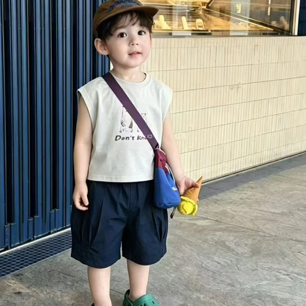 22333夏款男童小童休闲套装纯棉薄款宝宝夏装夏季童装