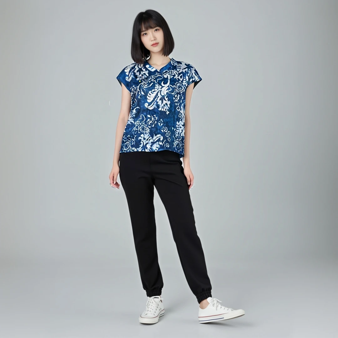 【青花瓷】纹碎花无袖立领花色小衫中式上衣斜襟常规女装中国风0291