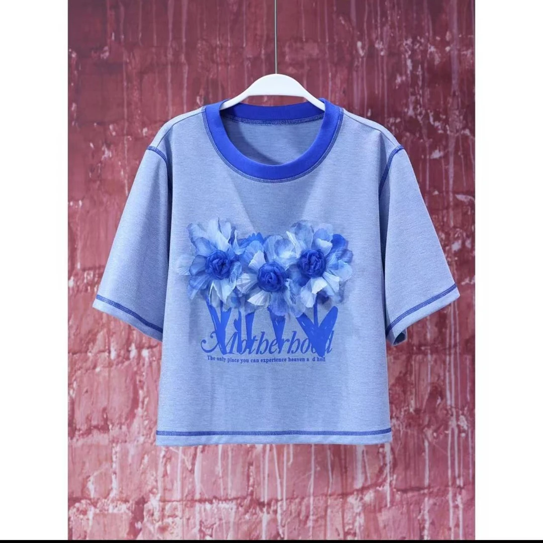 2025夏季新款设计师小众上衣宽松显瘦T恤女