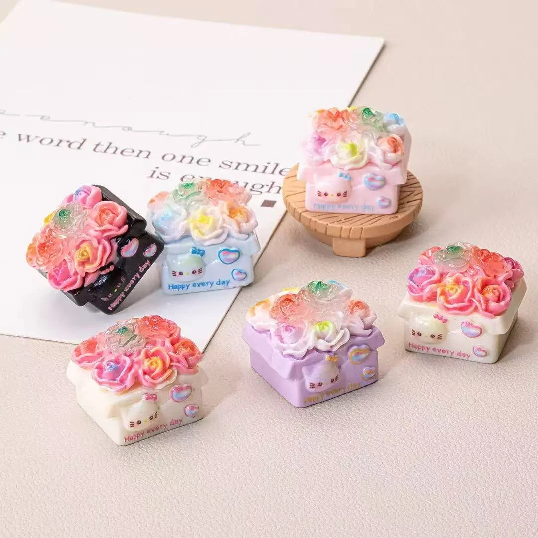 对对碰哈喽KT花花树脂配件适合DIY创作食玩摆件