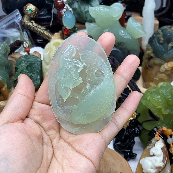 蓝***睛岫玉未镶嵌吊坠挂件