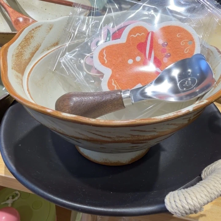 黑色双耳景德镇面碗洗碗棉2勺子1