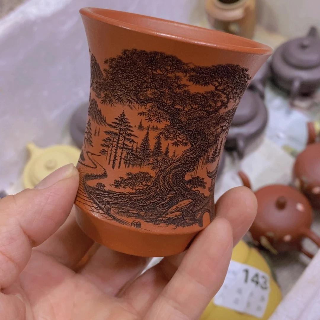 茶杯绿泥紫砂紫砂