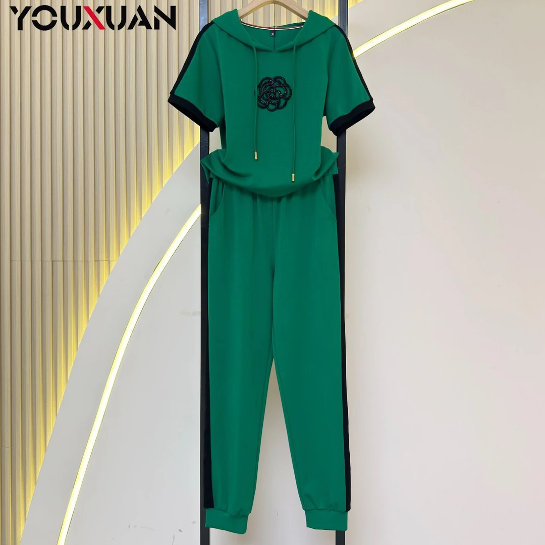 夏季新品女装显瘦百搭韩版时尚休闲洋气短袖运动套装69901