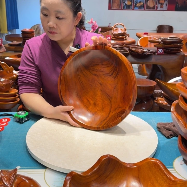 木香樟实木圆形果盘