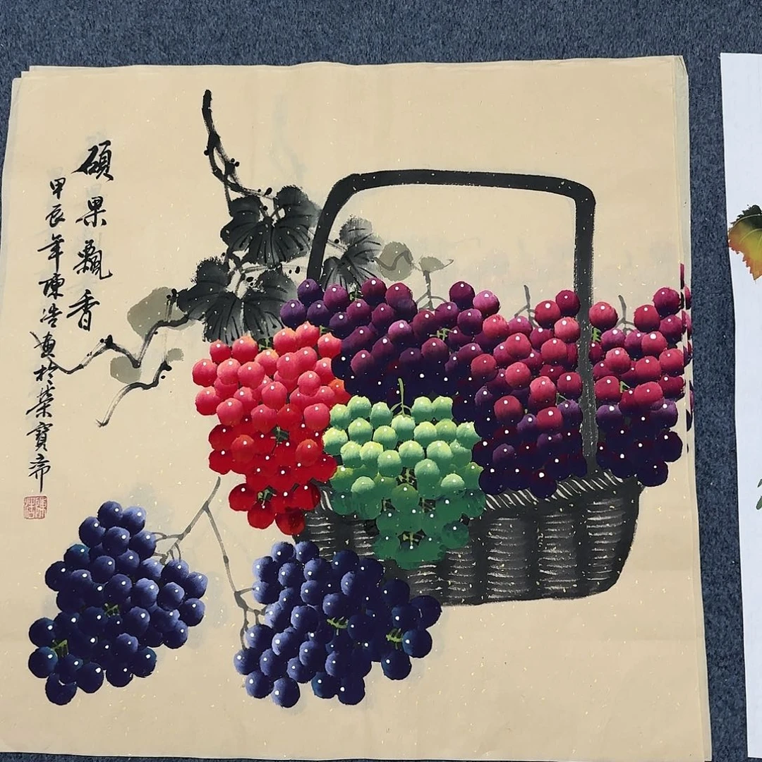 国画尺寸70X70手绘作品