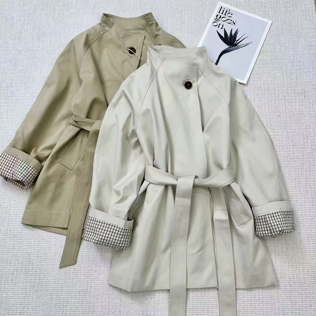 中长款风衣女秋季新款廓形卡其色气质小个子韩版一粒扣外套2551