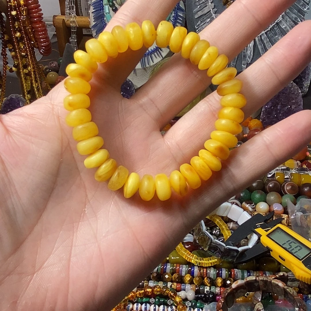 石英质玉未镶嵌，天然蜜，蜡算盘隔片12mm，