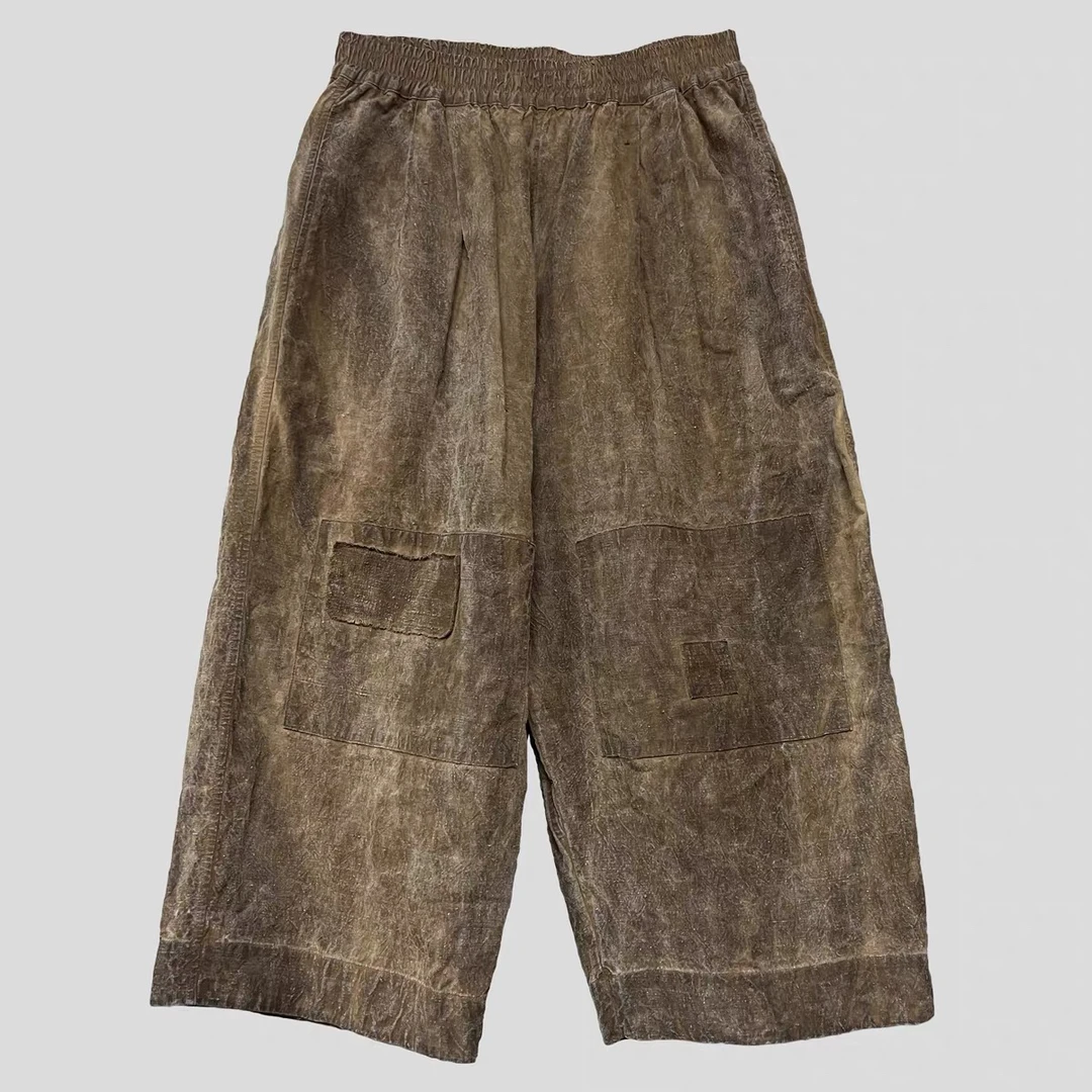 苏沐布衣沉香布衣草堂古法柿染0406单层手织老布休闲裤无折扣