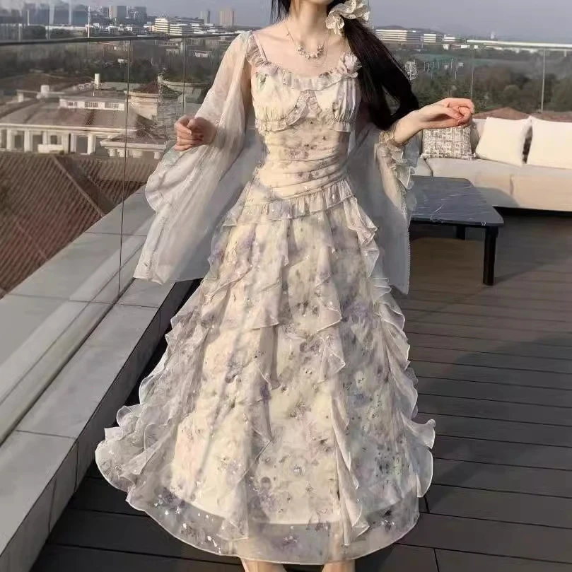 2025夏季复古浪漫初恋碎花甜美田园风微胖女生多巴胺服装女