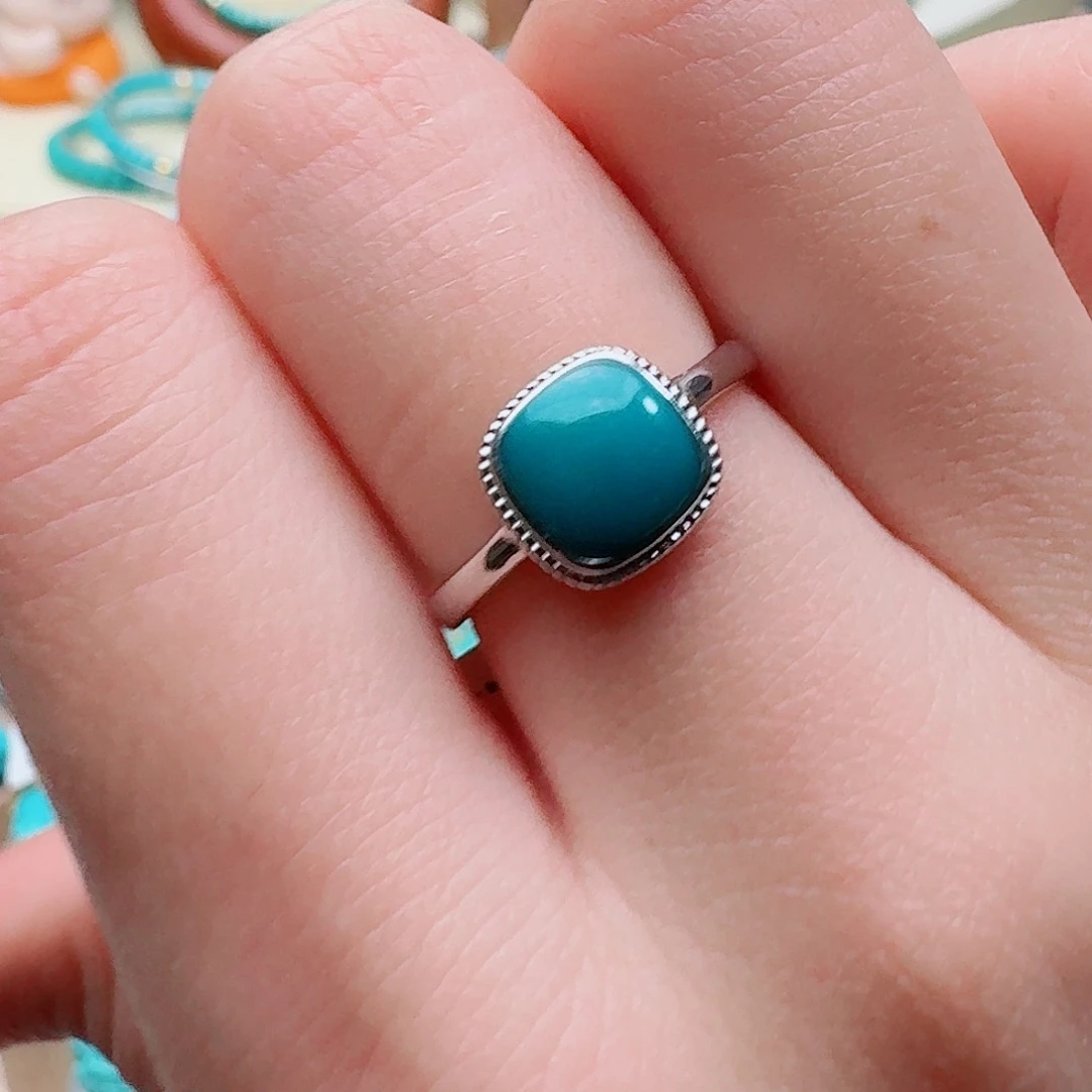 *****绿松石银S925镶嵌戒指