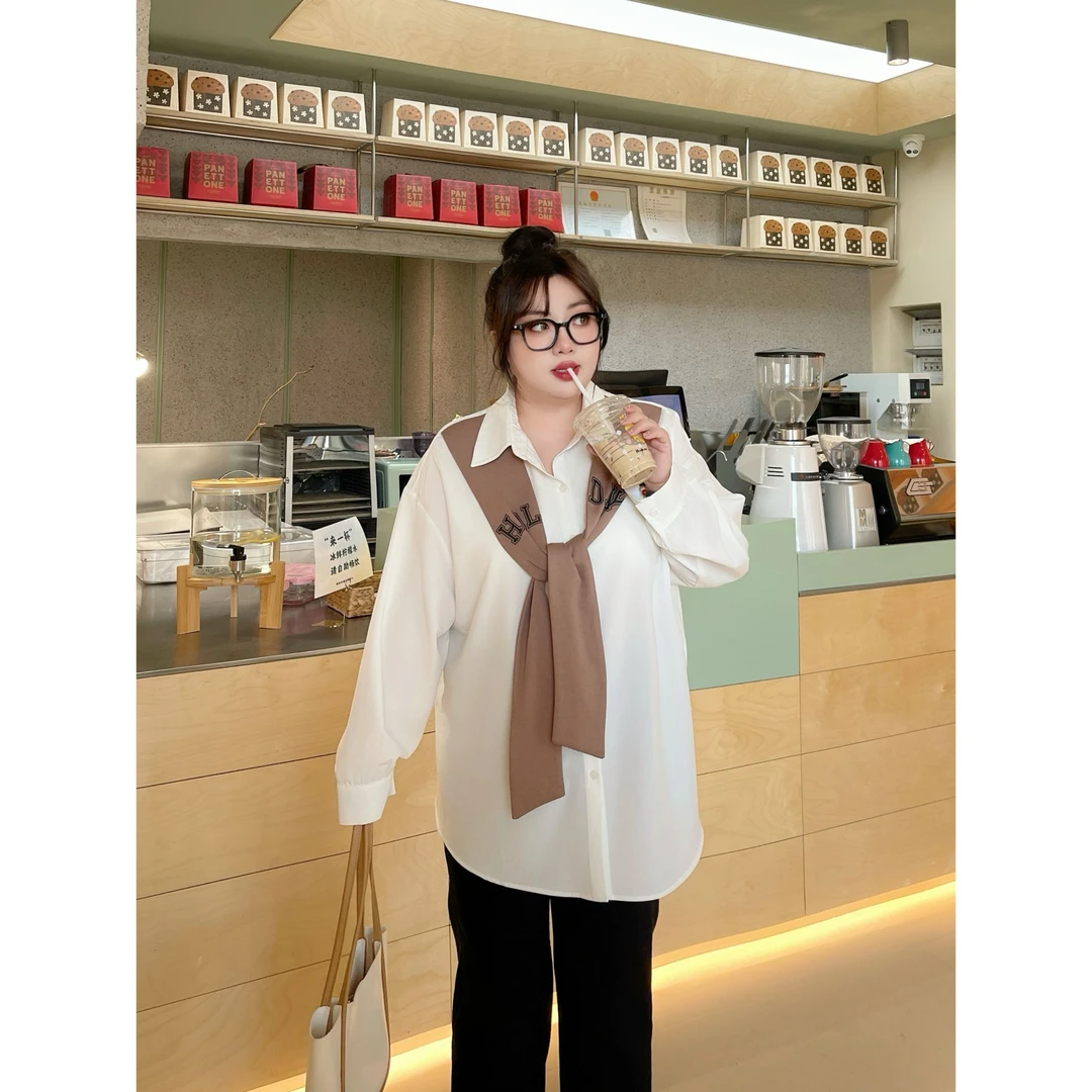 尼维斯顿 / 松弛感假两件舒适衬衫18161花契200斤胖m春季休闲时尚