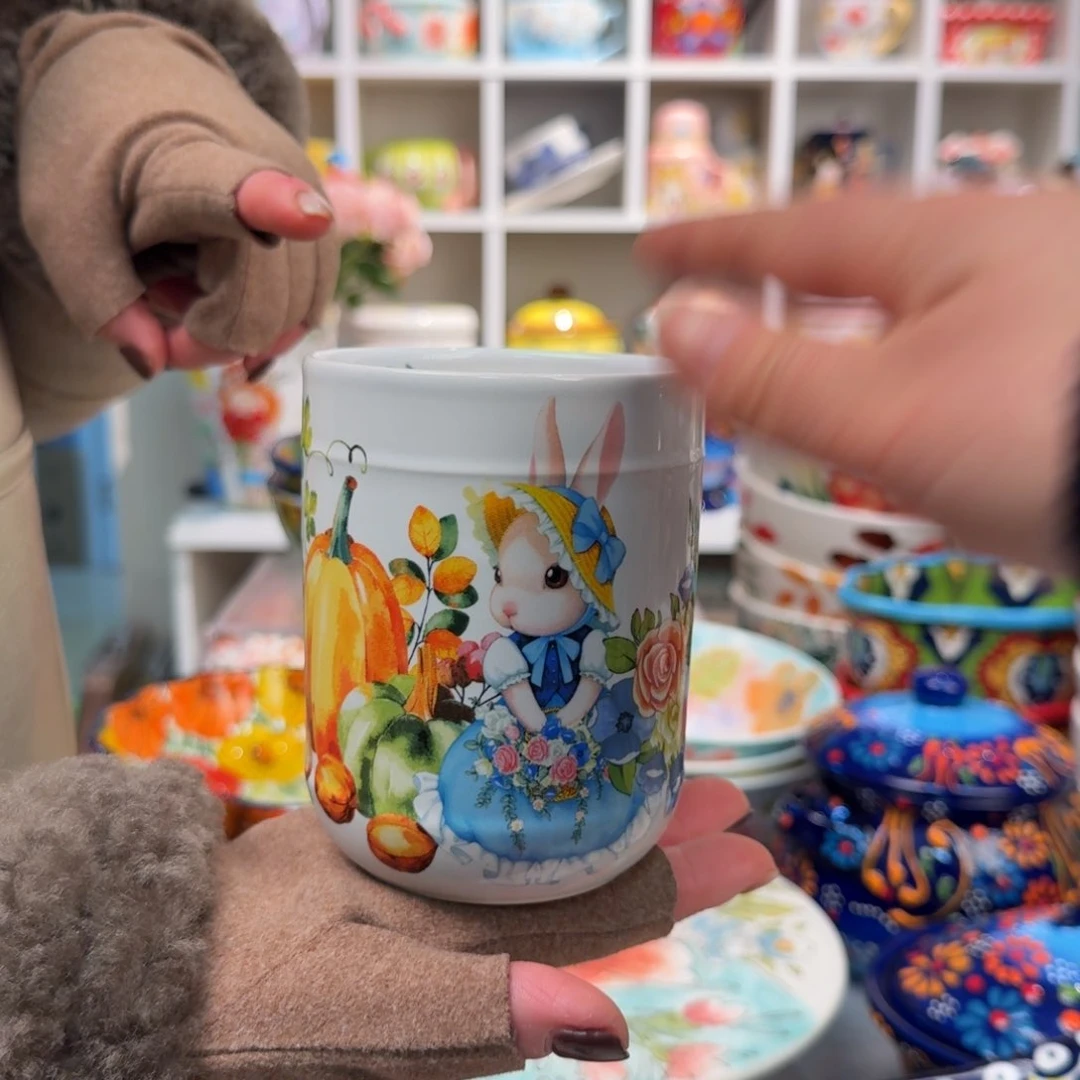 瓷400毫升南瓜兔手握杯一只