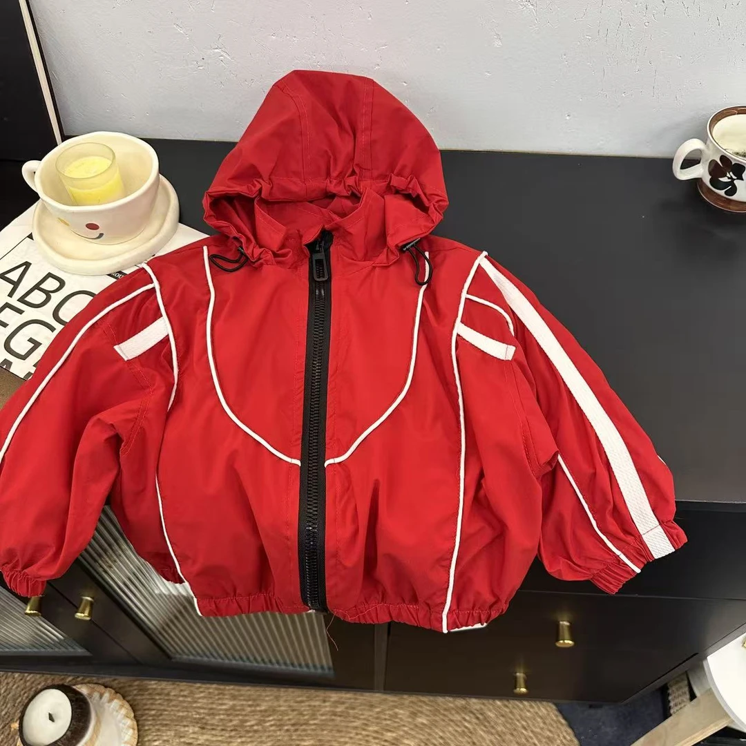 5103男女童时尚洋气潮流休闲百搭春秋季白压条外套