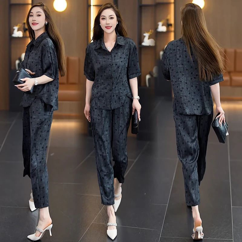 2025年夏季新款高端设计感大码时尚套装韩版气质宽松显瘦两件套