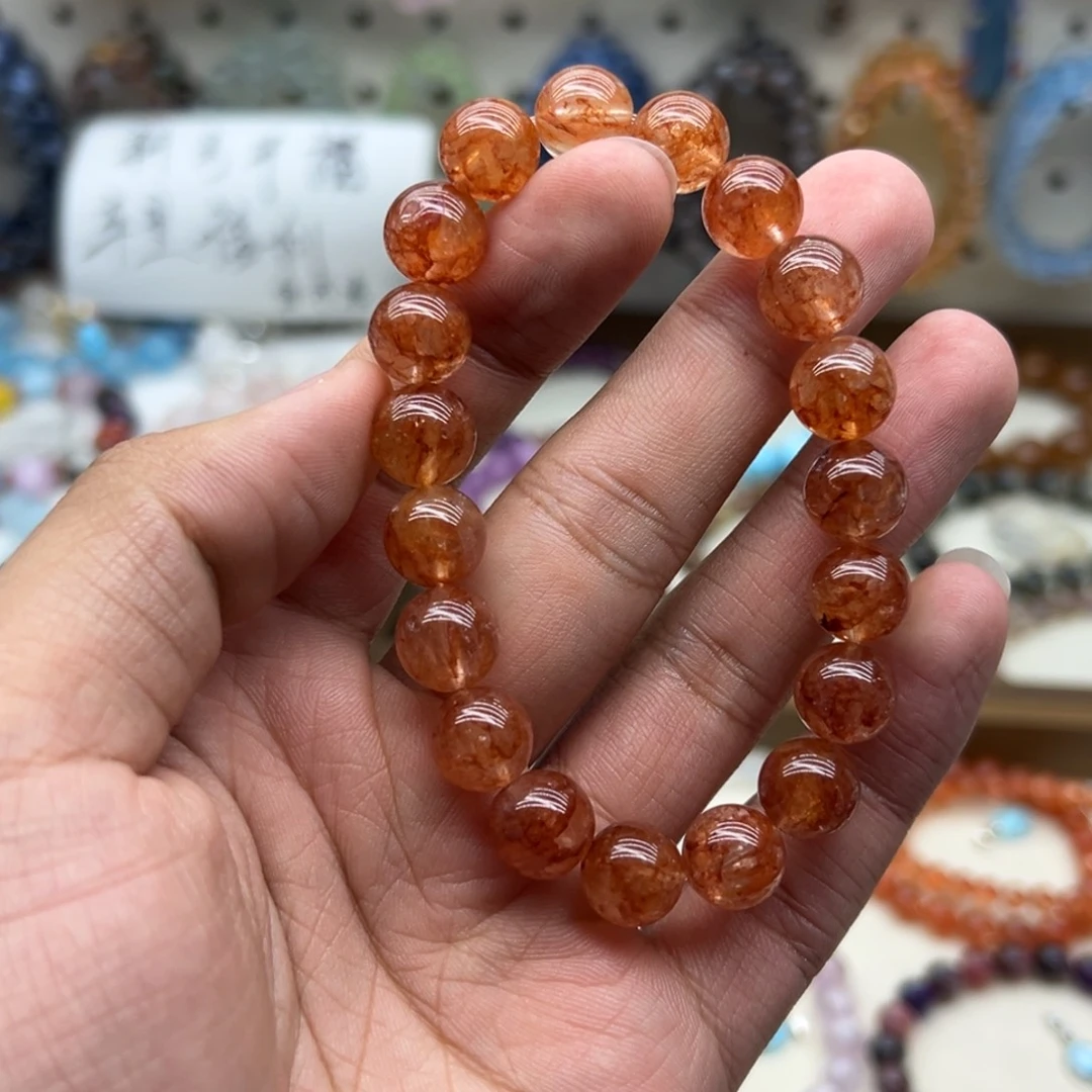 未镶嵌手链水晶11咪满体红胶花