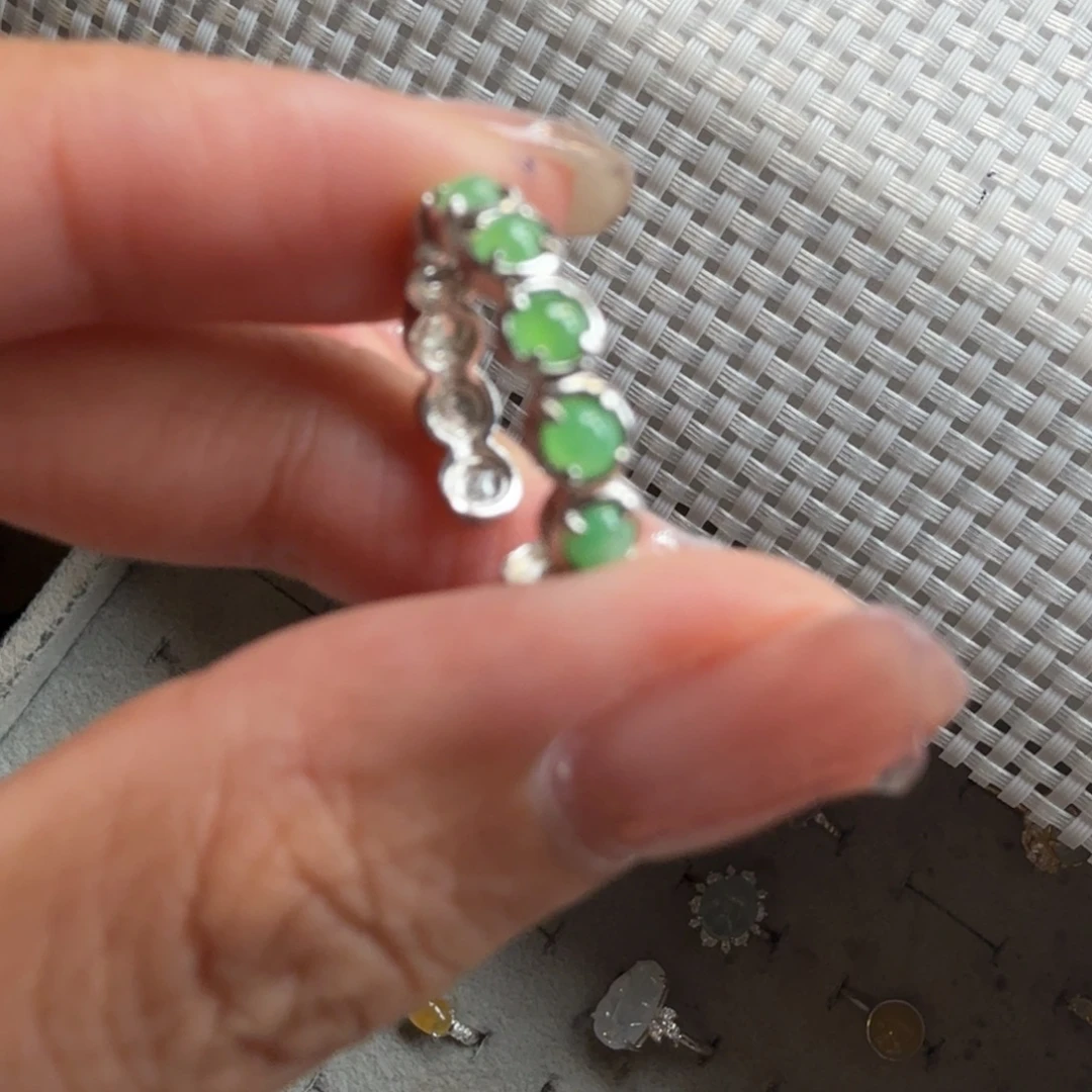 翡翠银S925镶嵌戒指戒指