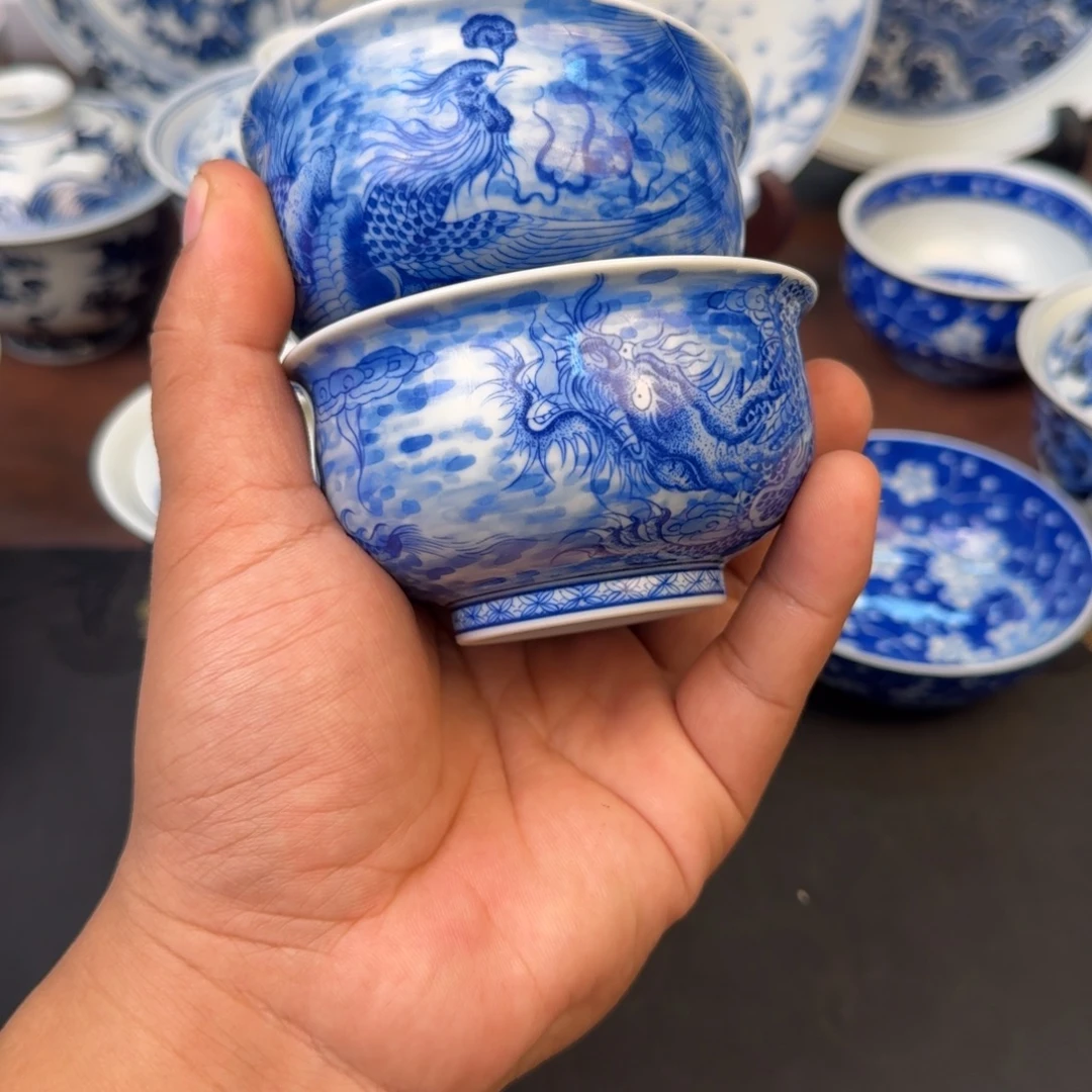 摆件龙凤对杯手绘
