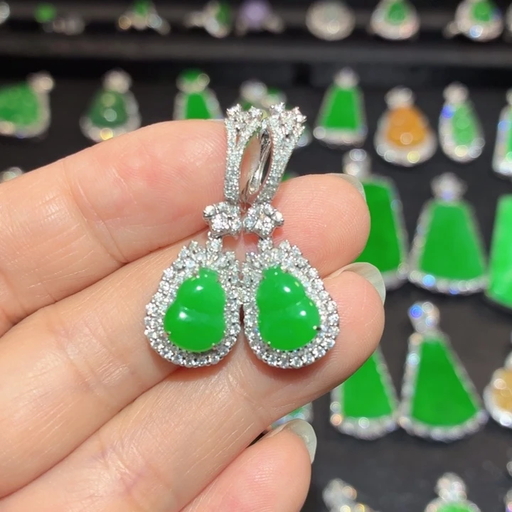 翡翠18K金镶嵌吊坠(不含链)翡翠