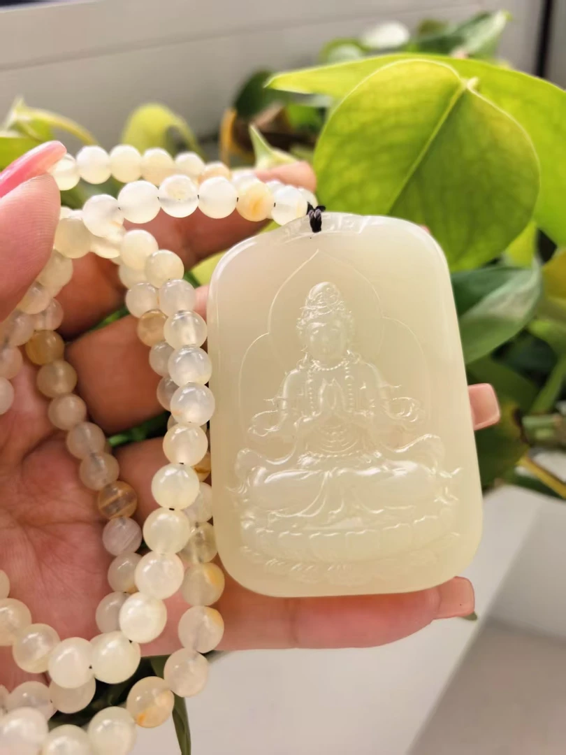和田玉 黄口料 观音吊坠 新疆和田玉