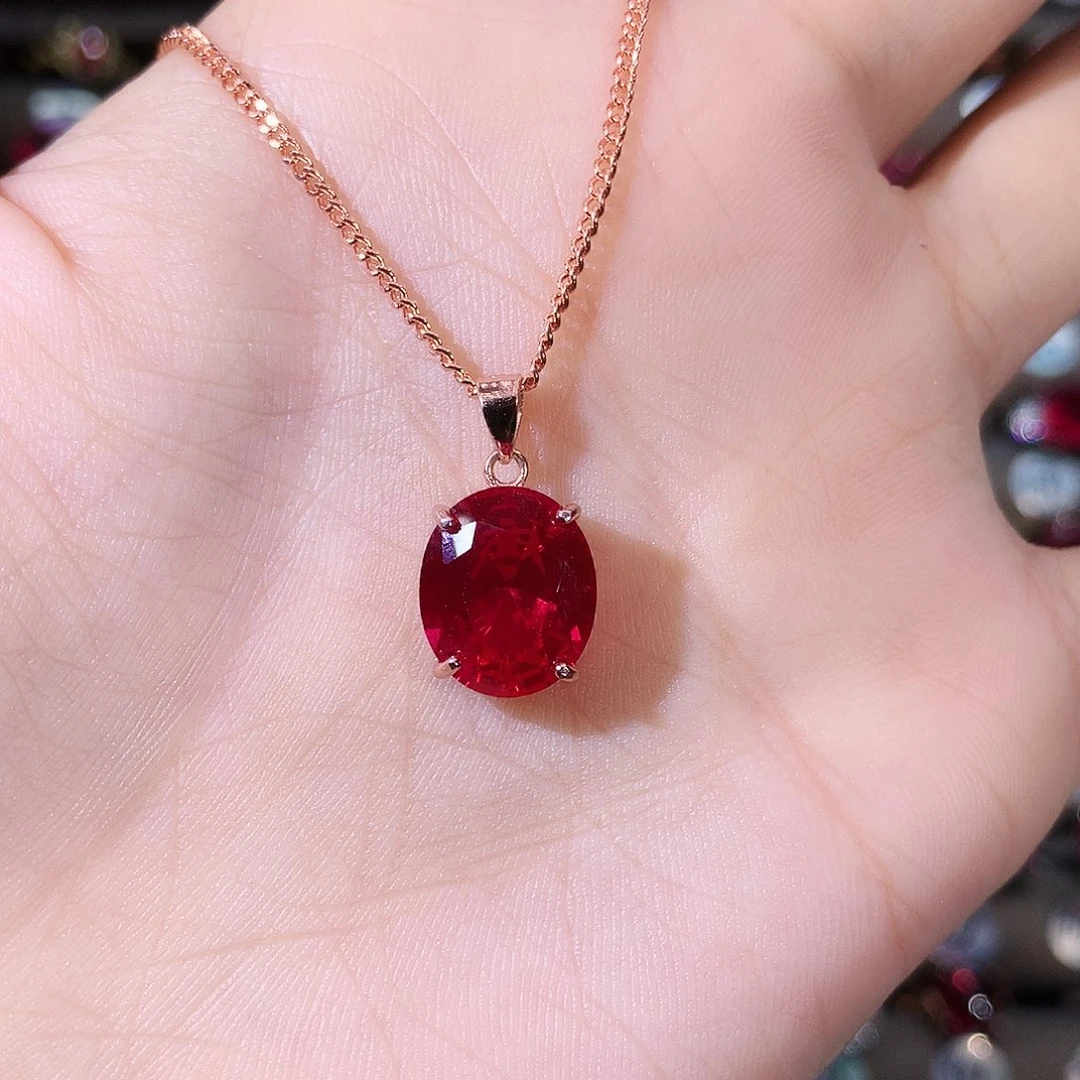 无吊坠925银鸽血红色吊坠玫瑰金