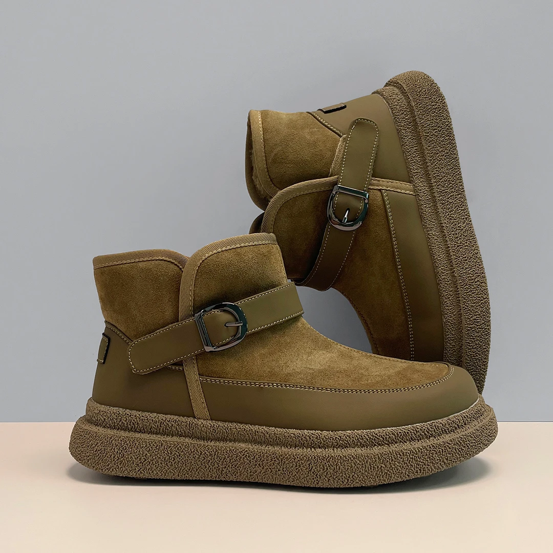 雪地靴男士皮毛一体加绒加厚秋冬百搭新款厚底棉鞋潮流休闲短靴子