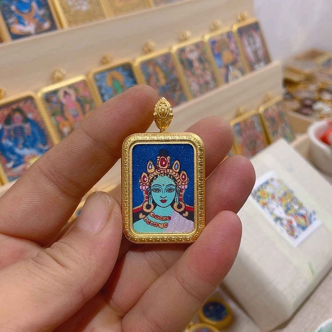 纯手给绿度母唐卡