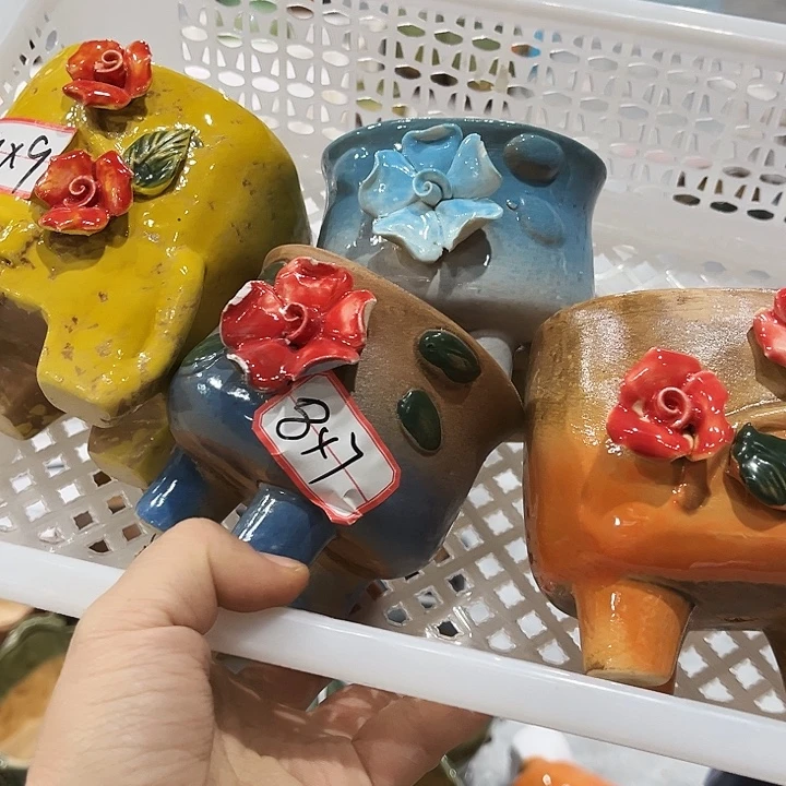 瓷片花盆多肉植物艺术品