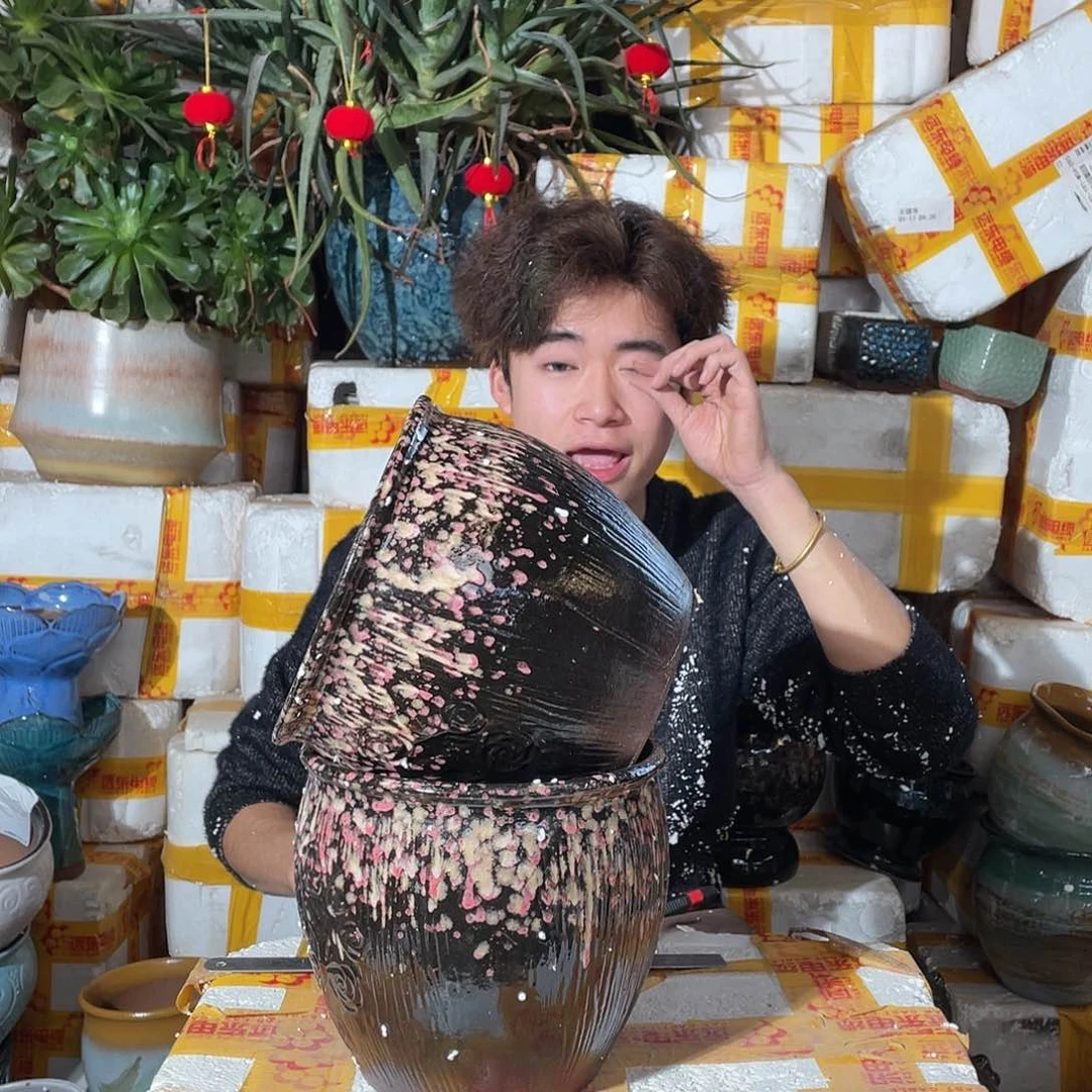 无铅玻璃宜兴紫砂花盆