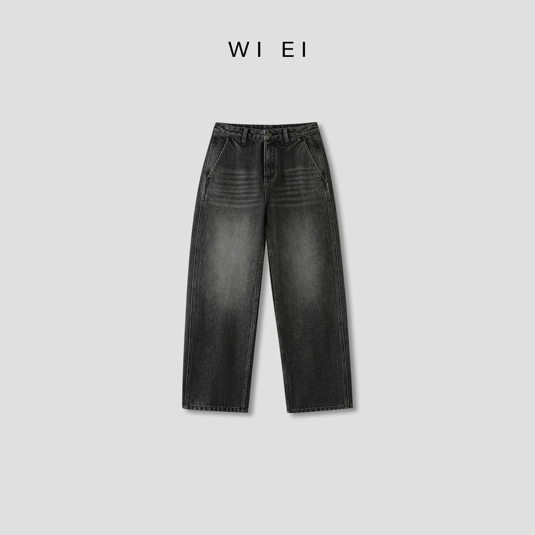 《WI EI》废土牛仔*高支棉茧型解构式 猫须纹理牛仔裤5C0278