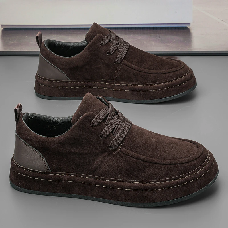 男鞋秋季新款百搭休闲板鞋一脚蹬男士翻毛皮鞋上班工作软底豆豆鞋