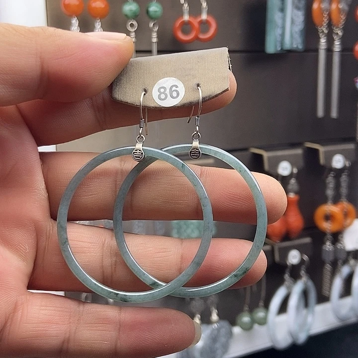 翡翠银S925镶嵌耳饰翡翠
