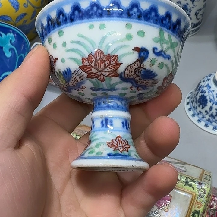 时***械摆件陶陶瓷纯手工高足杯