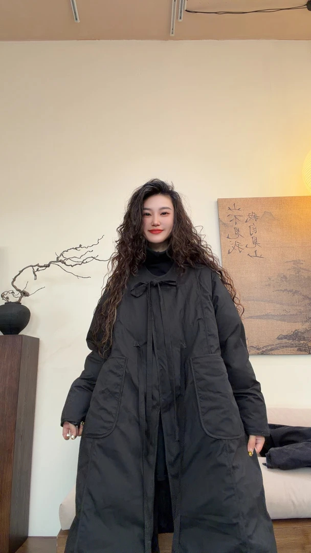 museguhui/木色古汇72578#系绳纯色冬季百搭气质时尚棉服