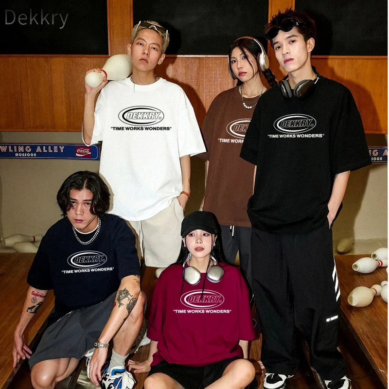 Dekkry夏季短袖美式休闲印花复古ins圆领上衣小众T恤学生